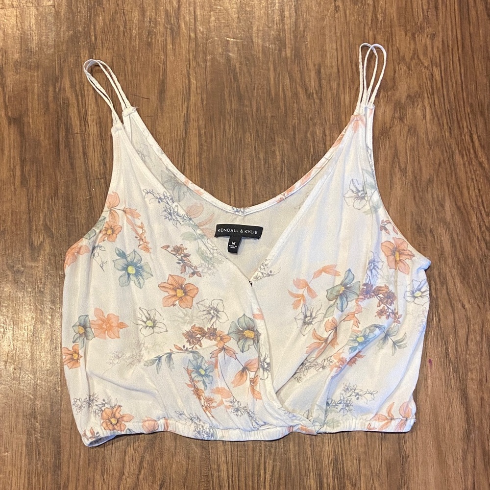 Kendall & Kylie Floral Camisole - White and Orange size medium